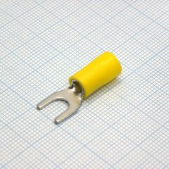 SV5.5-5 Yellow, наконечник кабельный вилочный с изоляцией d=5.3мм, сеч. пров.4.0-6.0мм2