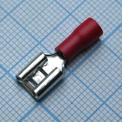 FDD1.25-250 Red, наконечник кабельный ножевой (гнездо) с изоляцией 0.8х6.35мм, сеч. пров. 0.5-1.5мм2