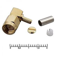 SMA-LC174P, разъем высокочастотный, штекер sma угловой обжим под кабель rg174
