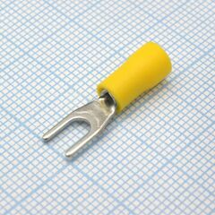 SV1.25-3.7L Yellow, наконечник кабельный вилочный с изоляцией d=3.7мм, сеч. пров.0.5-1.5мм2