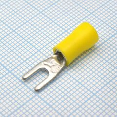SV2-3.2 Yellow, наконечник кабельный вилочный с изоляцией d=3.2мм, сеч. пров.1.5-2.5мм2