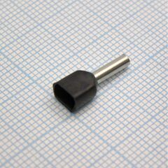 TE 1008 Black, наконечник кабельный торцевой сдвоенный трубчатый с изоляцией, l=15.1/8мм, провод 2х1.0мм2