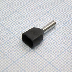 TE 1508 Black, наконечник кабельный торцевой сдвоенный трубчатый с изоляцией, l=15.5/8мм, провод 2х1.5мм2