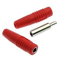 Z041 4MM CABLE JACK RED, гнездо z041 4 мм, цвет изолятора красный, под винт