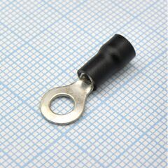 RV1.25-4L Black, наконечник кабельный кольцевой с изоляцией d=4.3мм, сеч. пров.0.5-1.5мм2