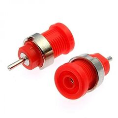 Z015 4MM RED, гнездо z015 4 мм красный, на панель под пайку
