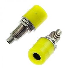 Z011 4MM PANEL JACK YELLOW, гнездо z011 4 мм на панель jack желтый, на панель под пайку