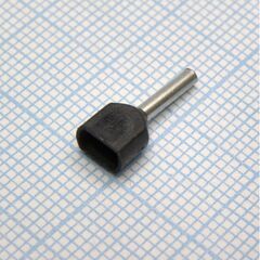 TE 0508 Black, наконечник кабельный торцевой сдвоенный трубчатый с изоляцией, l=14.5/8мм, провод 2х0.5мм2
