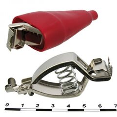 8-0049 RED, зажим-крокодил 30а, красный