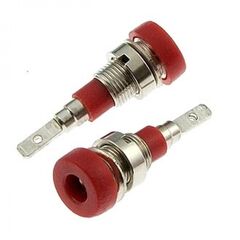 Z007 2MM PANEL JACK RED, гнездо z007 2 мм на панель jack красный, на панель под пайку
