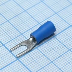 SV1.25-3.7S Blue, наконечник кабельный вилочный с изоляцией d=3.7мм, сеч. пров.0.5-1.5мм2
