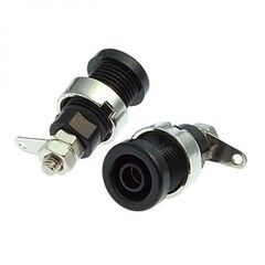 Z016 4MM PANEL JACK BLACK, гнездо z016 4 мм на панель jack черный, на панель под пайку