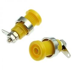 Z016 4MM PANEL JACK YELLOW, гнездо z016 4 мм на панель jack желтый, на панель под пайку
