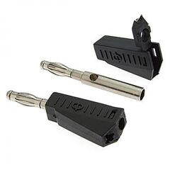 Z040 4MM STACKABLE PLUG BLACK, штекер z040 4 мм составной штекер, черный, под пайку