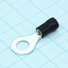 RV2-6 Black, наконечник кабельный кольцевой с изоляцией d=6.4мм, сеч. пров.1.5-2.5мм2