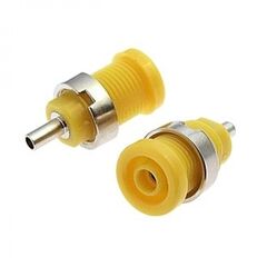 Z014 4MM PANEL JACK YELLOW, гнездо z014 4 мм на панель jack желтый, на панель под пайку