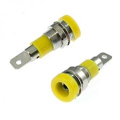Z009 4MM PANEL JACK YELLOW, гнездо z009 4 мм на панель jack желтый, на панель под пайку