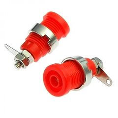 Z016 4MM PANEL JACK RED, гнездо z016 4 мм на панель jack красный, на панель под пайку