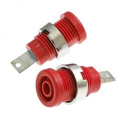 Z013 4MM PANEL JACK RED, гнездо z013 4 мм на панель jack красный, на панель под пайку