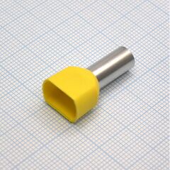 TE 10-14 Yellow, наконечник кабельный торцевой сдвоенный трубчатый с изоляцией, l=26.6/14мм, провод 2х10мм2