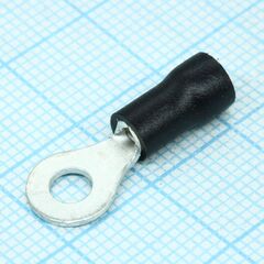 RV1.25-3.7L Black, наконечник кабельный кольцевой с изоляцией d=3.7мм, сеч. пров.0.5-1.5мм2