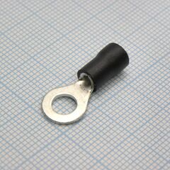 RV2-5L Black, наконечник кабельный кольцевой с изоляцией d=5.3мм, сеч. пров.1.5-2.5мм2