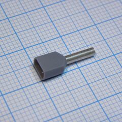 966144-2, наконечник на провод, din наконечник, двойной провод, 18 awg, 0.75 мм2, 8 мм, серый, серия buchanan