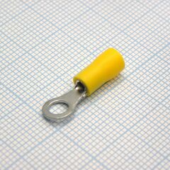 RV1.25-3.2 Yellow, наконечник кабельный кольцевой с изоляцией d=3.2мм, сеч. пров.0.5-1.5мм2