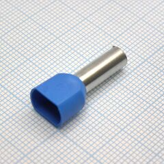 TE 6014 Blue, наконечник кабельный торцевой сдвоенный трубчатый с изоляцией, l=26.1/14мм, провод 2х6.0мм2