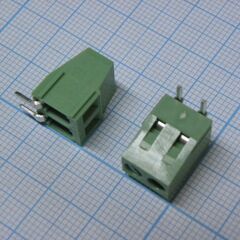 DG128R-5.0-02P-14-00A(H), винтовой клеммный блок c рельефной обоймой, 2 контакта шаг 5.0мм зеленый