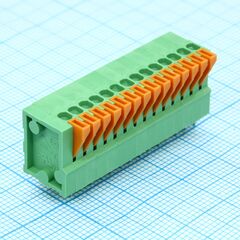 DG141V-2.54-14P-14-00A(H), нажимной безвинтовой клеммный блок на 14 контактов. зажим типа торцевой контакт. серия dg141v-2.54