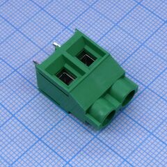 DG636-7.62-02P-14-00A(H), винтовой клеммный блок c рельефной обоймой, 2 контакта шаг 7.62мм зеленый