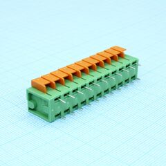 DG142V-5.08-11P-14-00A(H), нажимной безвинтовой клеммный блок на 11 контактов. зажим типа торцевой контакт. серия dg142r-5.08