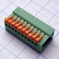 DG141V-2.54-10P-14-00A(H), нажимной безвинтовой клеммный блок на 10 контактов. зажим типа торцевой контакт. серия dg141v-2.54