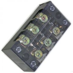 TBC-6003, клеммная колодка винтовая с крышкой 6 контактов (2х3) м5, awg6, 10мм2, 60а 600в