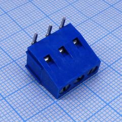 DG128R-5.0-03P-12-00A(H), винтовой клеммный блок c рельефной обоймой, 3 контакта шаг 5.0мм синий