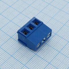 DG500-5.0-03P-12-00A(H), винтовой клеммный блок c рельефной обоймой, 3 контакта шаг 5.0мм синий