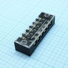 TB-1506, клеммная колодка винтовая с крышкой 12 контактов (2х6) м3, awg14, 2мм2, 15а 600в