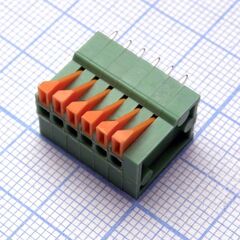 DG141V-2.54-06P-14-00A(H), нажимной безвинтовой клеммный блок на 6 контактов. зажим типа торцевой контакт. серия dg141v-2.54