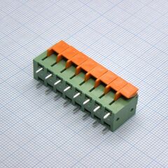 DG142V-5.08-08P-14-00A(H), нажимной безвинтовой клеммный блок на 8 контактов. зажим типа торцевой контакт. серия dg142v-5.08