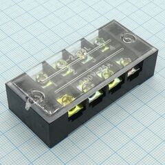 TB-2504, клеммная колодка винтовая с крышкой 8 контактов (2х4) м4, awg10, 6мм2, 25а 600в