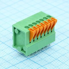 DG141V-2.54-07P-14-00A(H), нажимной безвинтовой клеммный блок на 7 контактов. зажим типа торцевой контакт. серия dg141v-2.54