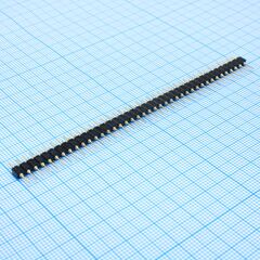 DS1004-1X40F12-B, соединитель штыревой цанговый однорядный 40pin для монтажа в отверстия, шаг 2.54мм (l=11.96мм)