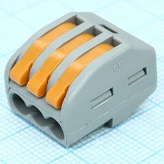 DG223-4.61-03P-11-00A(H), рычажковый безвинтовой клеммный блок на 3 контакта. зажим типа зажимная клеть. серия dg223-4.61