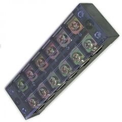 TB-4506, клеммная колодка винтовая с крышкой 12 контактов (2х6) м5, awg6, 10мм2, 45а 600в