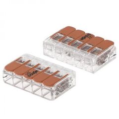 221-415, соединитель рычажный 5-местн. 4 кв.мм прозрачный корпус 85°c
