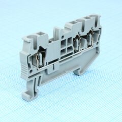 ST 2,5-TWIN, проходные клеммы, номинальное напряжение: 800 в, номинальный ток: 24 a, тип подключения: пружинный зажим, количество точек подсоединения: 3, cечение: 0,08 мм? - 4 мм?, awg: 28 - 12, ширина: 5,2 мм, цвет: cерый