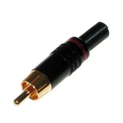 RP-227G-R-DW, rca штекер кабельный, разъем типа "тюльпан" (зол.) красный