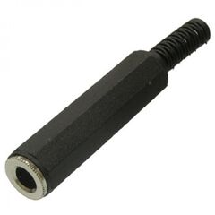 SZC-0106 / NP-312 STEREO 6.35, разъём аудио гнездо стерео 6.35 мм, на кабель, черный