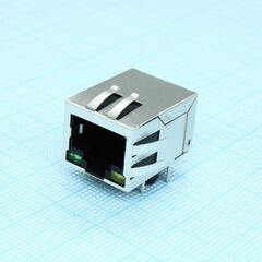 KLS12-TL193-1x1-G/Y-03-S, гнездо rj45 на плату экранированное со встроенными светодиодами и трансформатором
